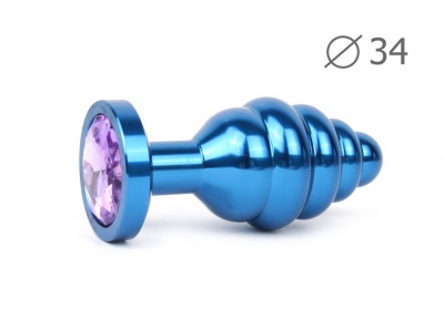 Втулка анальная BLUE PLUG MEDIUM (синяя), L 80 мм D 34 мм, вес 90г, цвет кристалла светло-фиолетовый