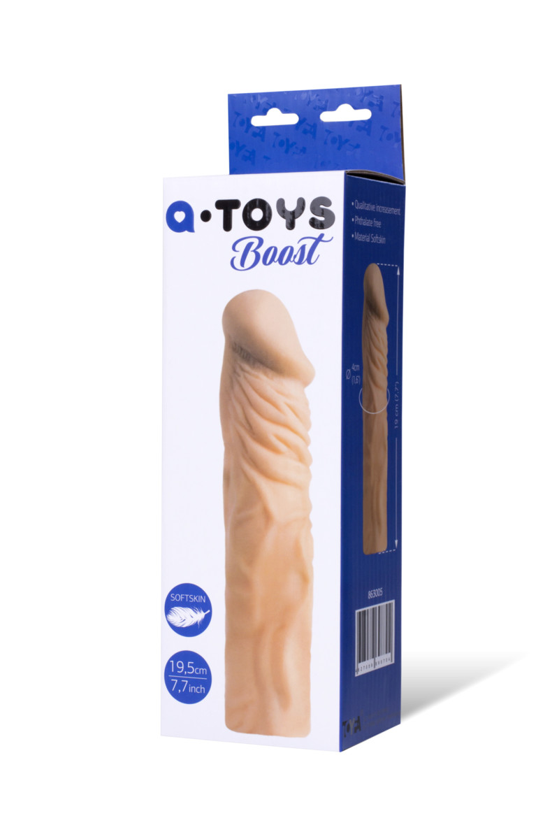 Насадка на пенис TOYFA A-Toys  , SoftSkin, Телесный, 19,5 см