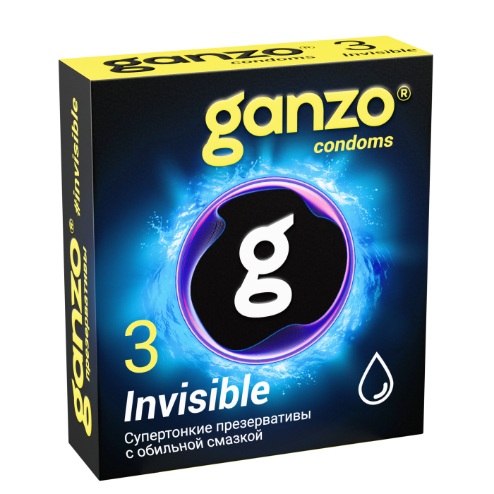 Презервативы Ganzo Invisible, супертонкие, с доп. смазкой, латекс, 18 см, 3 шт