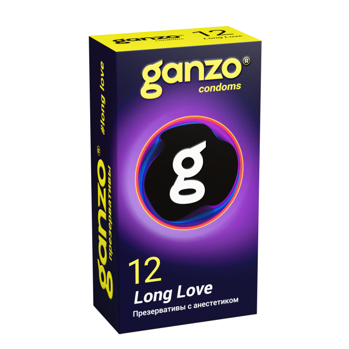 Презервативы Ganzo Long Love, с анестезирующим эффектом, латекс, 18 см, 12 шт