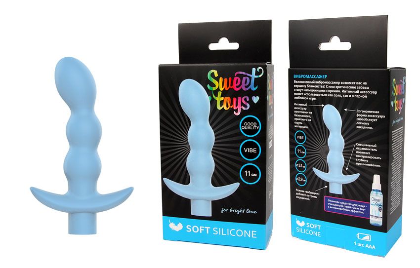 ВИБРОМАССАЖЁР L 110 мм D 29x31 мм, цвет голубой