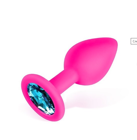 ВТУЛКА АНАЛЬНАЯ фуксия, цвет кристалла голубой, силикон, L 73 мм, D 30 мм