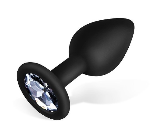 ВТУЛКА АНАЛЬНАЯ, L 73 мм D 30 мм, чёрная, цвет кристалла бесцветный, силикон