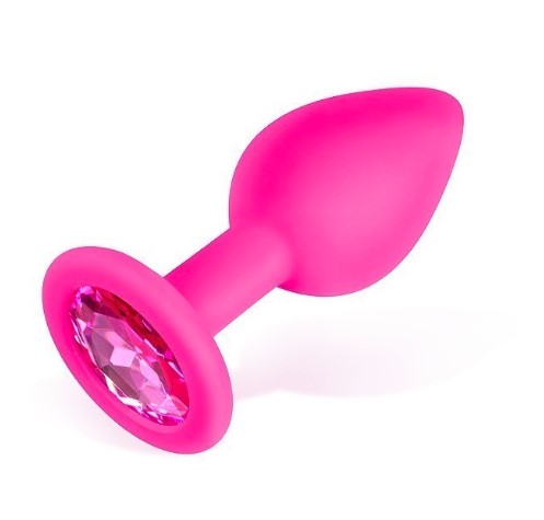 ВТУЛКА АНАЛЬНАЯ фуксия, цвет кристалла розовый, силикон, L 73 мм, D 30 мм