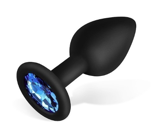 ВТУЛКА АНАЛЬНАЯ, L 73 мм D 30 мм, чёрная, цвет кристалла синий, силикон
