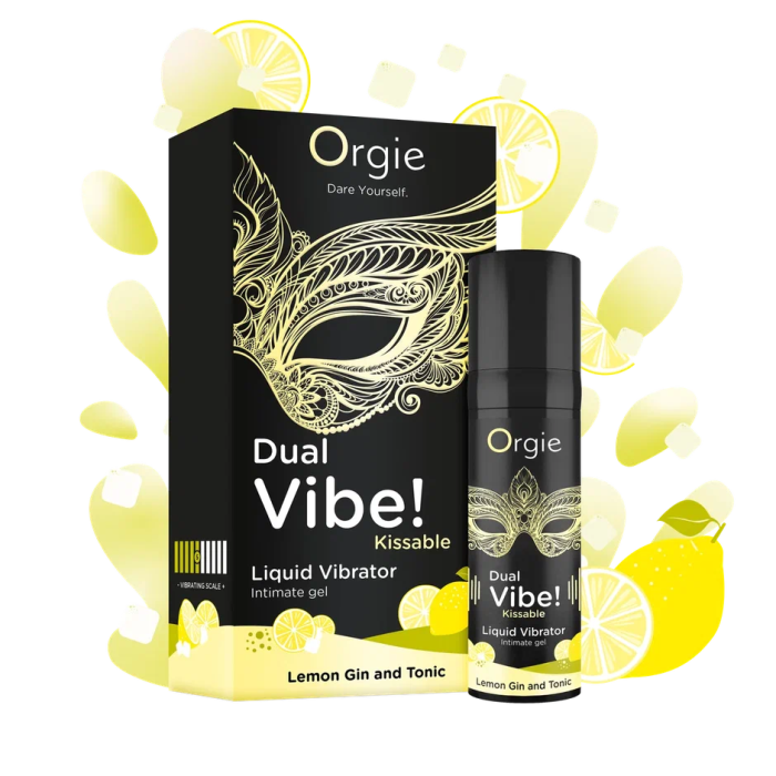 Съедобный гель с вибрацией Orgie DUAL VIBE! со вкусом коктейля LEMON GIN AND TONIC 15мл
