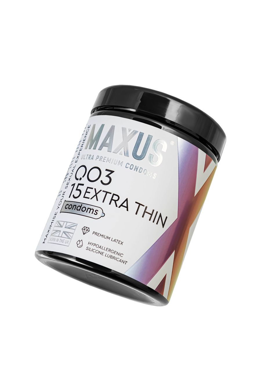 Презервативы Maxus 003, тонкие, латекс, железный кейс, 18 см, 5,3 см, 15 шт.