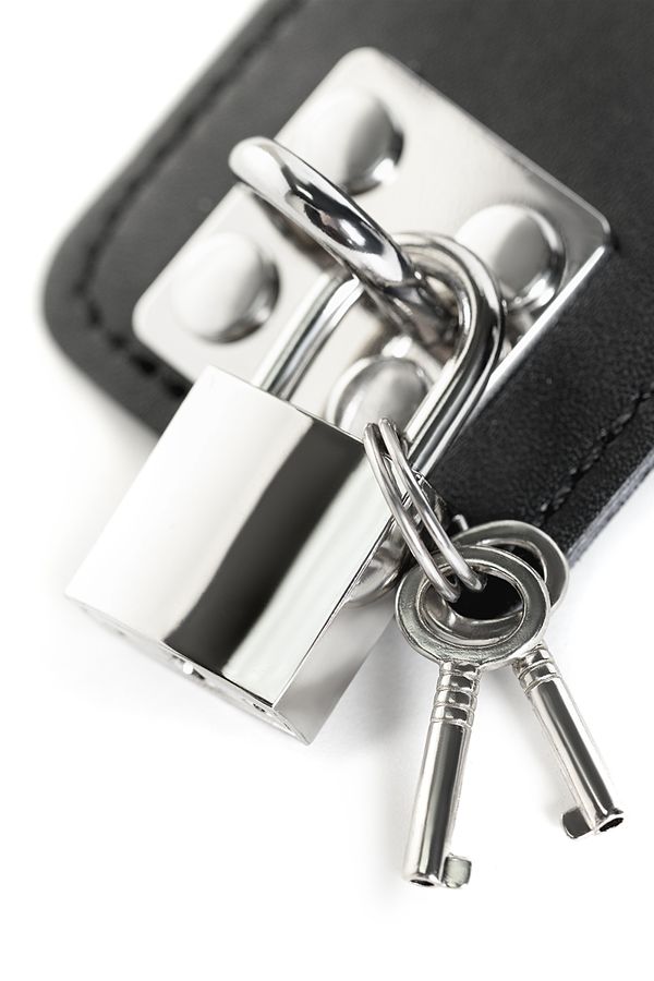 Ошейник кожаный с поводком черный