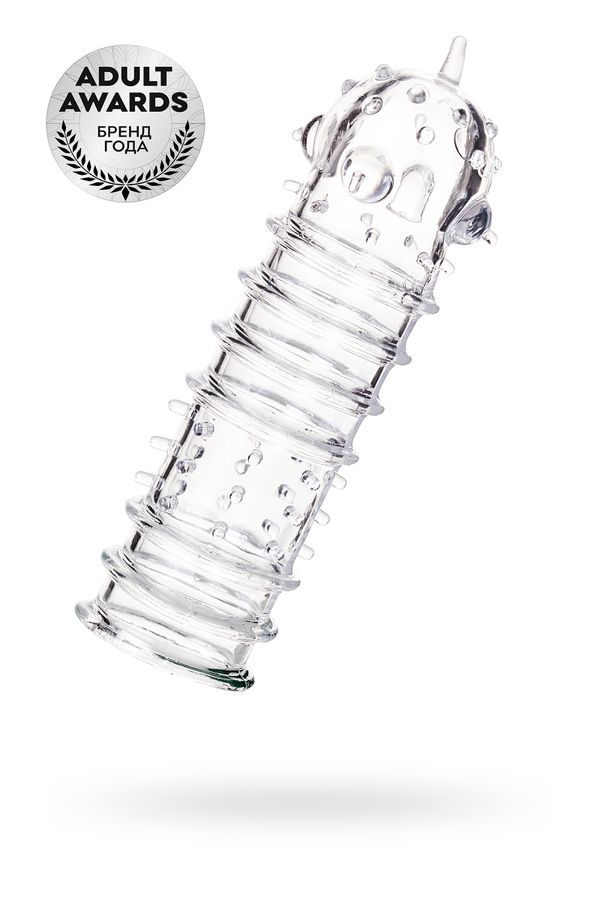Насадка на пенис , TPR, прозрачная, 15,3 см.