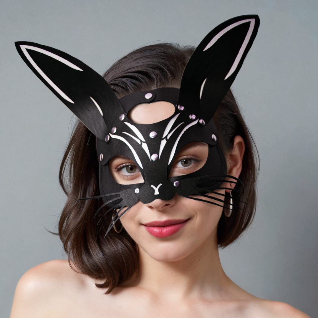 МАСКА кролика черная с белым