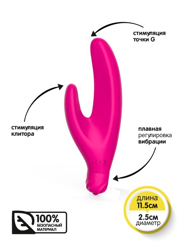 Вибратор-кролик, 11.5х2.5 см (розовый)