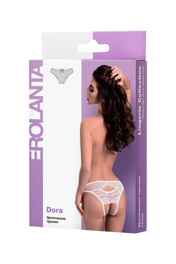 Эротические трусики со вставкой стрейч-сетки белые (50-52)