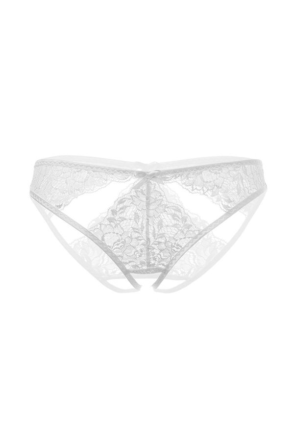 Эротические трусики кружевные с ажурными вырезами белые (50-52)
