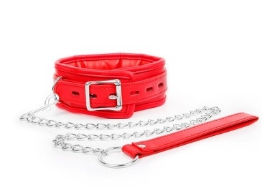 ОШЕЙНИК с поводком, цвет красный