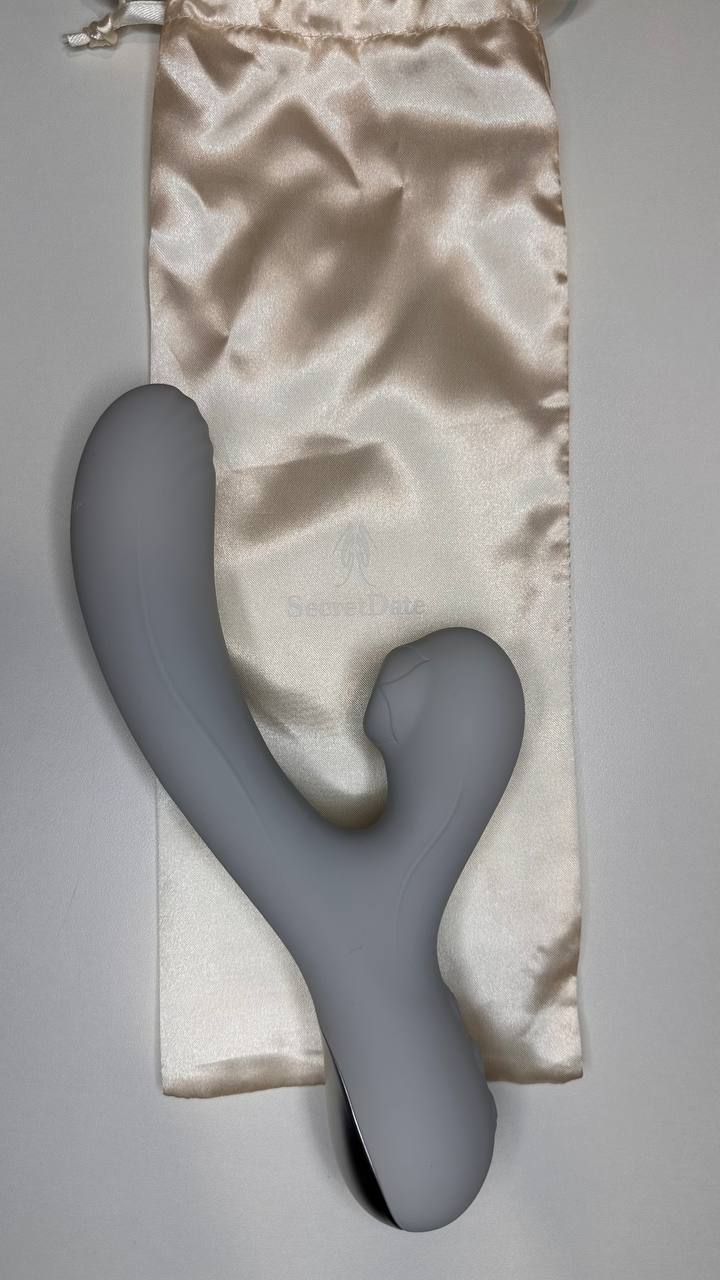 Secret Date Вибратор-кролик серый с вакуумной стимуляцией, силикон