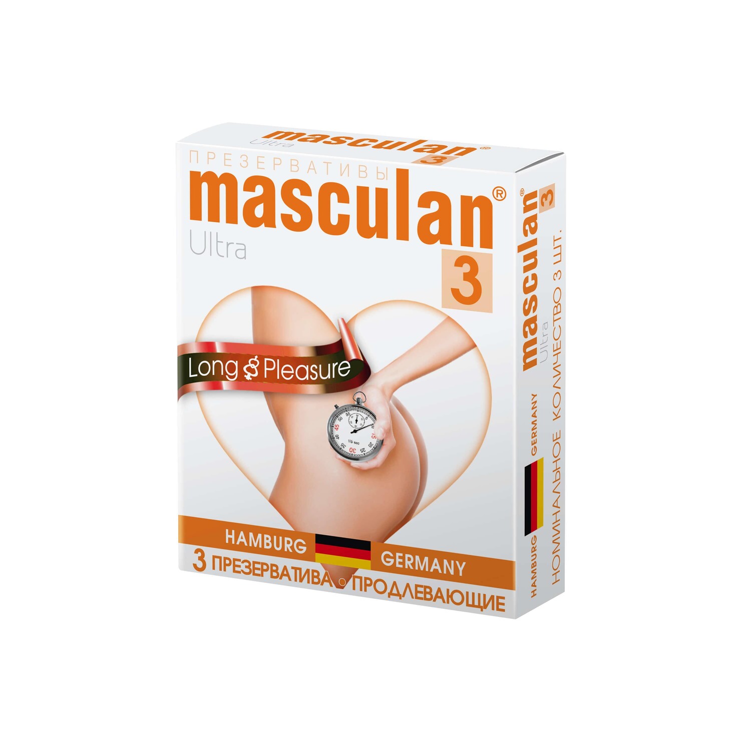 Презервативы Masculan, продлевающие (long&pleasure), 19 см, 5,3 см, 3 шт.