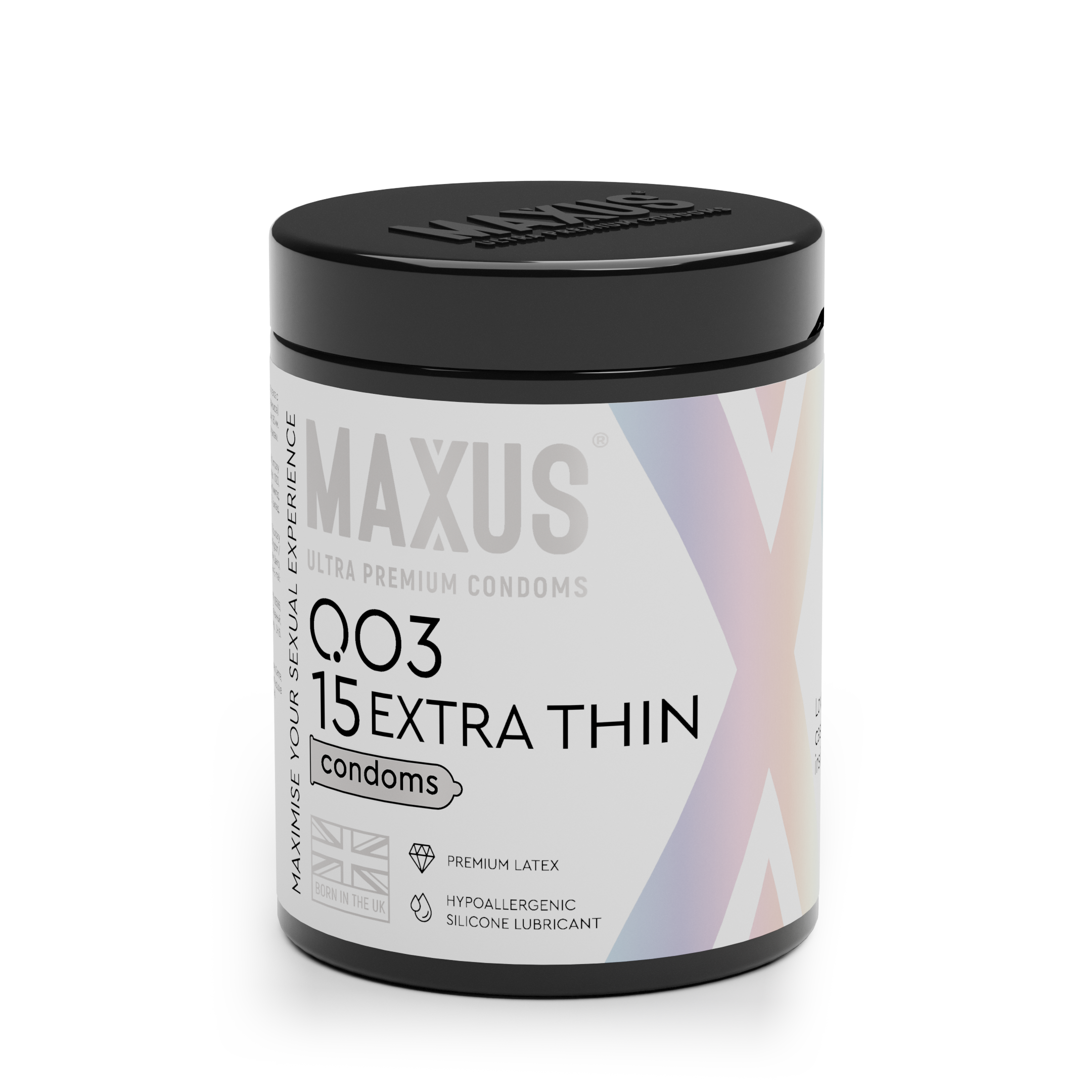 Презервативы Maxus 003, тонкие, латекс, железный кейс, 18 см, 5,3 см, 15 шт.